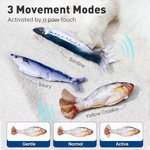 Cat pouncing on a Petgravity flopping fish motion toy