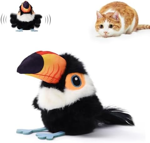 Petgravity black toucan flapping bird cat toy with chirp sounds