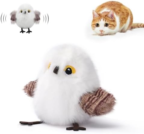 Petgravity white tit flapping bird cat toy, touch activated